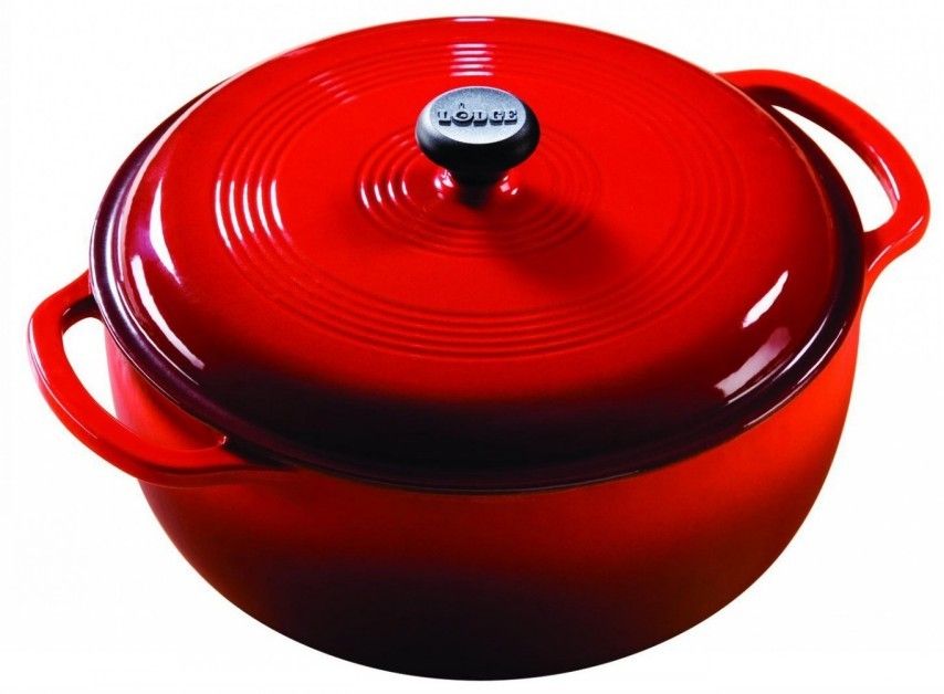 Посуда для тушения с крышкой эмалированный чугун красного цвета 5,5л диам.280мм Lodge Cast Iron EC6D43 от СП Контакт