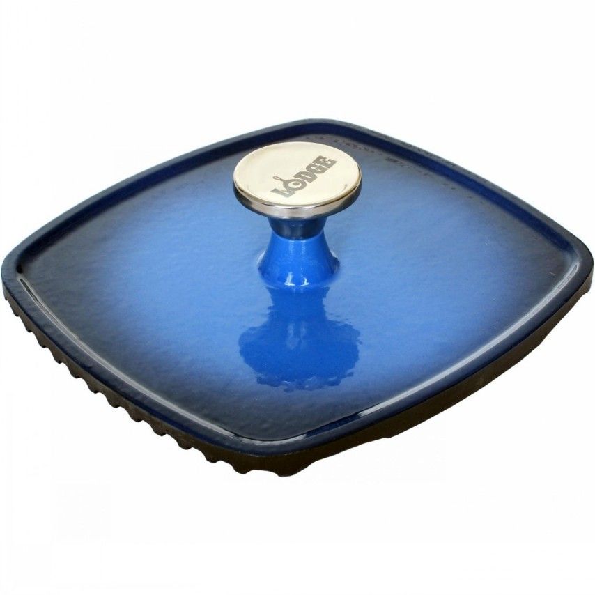 Груз (пресс) для жарки чугунный с эмалированным покрытием синего цвета рифленый 200х200мм Lodge Cast ECPP33 от СП Контакт