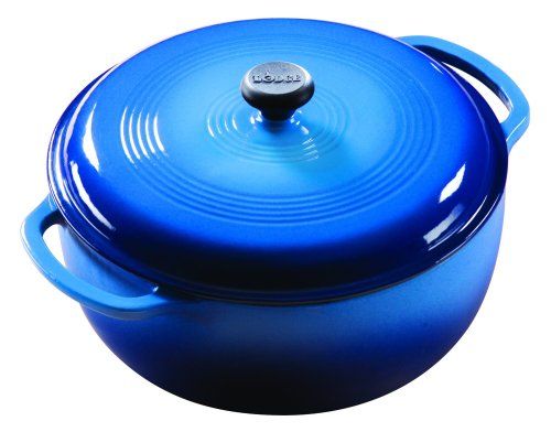 Посуда для тушения с крышкой  эмалированный чугун синего цвета  5,5л  диам.280мм Lodge Cast Iron EC6D33 от СП Контакт