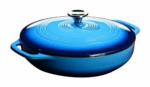 Посуда для тушения  с крышкой эмалированный чугун синего цвета 3,5л диам.300мм Lodge Cast Iron EC3СC33 от СП Контакт
