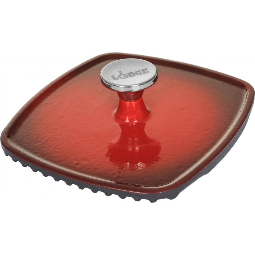 Груз (пресс) для жарки чугунный с эмалированным покрытием красного цвета рифленый 200х200мм Lodge Ca ECPP43 от СП Контакт