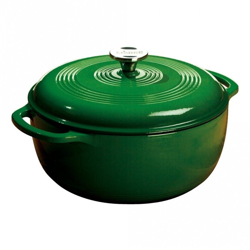 Посуда для тушения с крышкой эмалированный чугун зеленого цвета 5,5л диам.280мм Lodge Cast Iron EC6D53 от СП Контакт