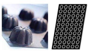 Flexible pastry tray, 30 mini sq.savarins
