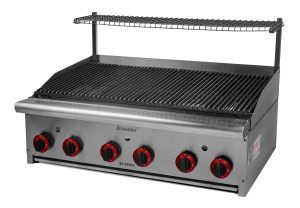 Grill gas infrared heating with flame control