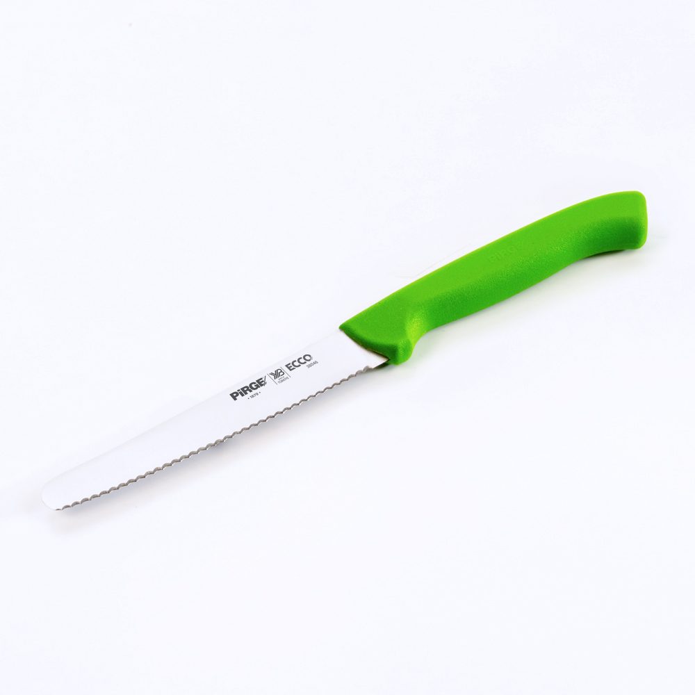 Tomato Knife, 12,0cm, Serrated, Green handle